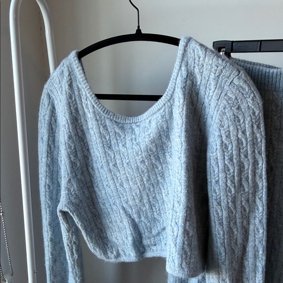 Future Collective Gray Knit Cropped Sweater + Skirt Set - Picture 5 of 8